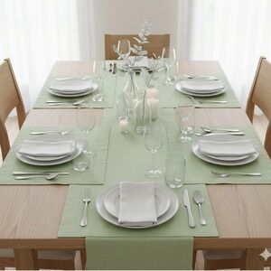 Bloomingdale's At Home Linen Placemats Set of 6 Sage Green Hemstitched Lithuania